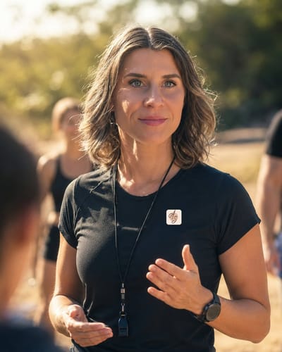 Anne-Sophie, coach sport-santé à Pertuis, lors d'une séance en extérieur dans le Sud Luberon